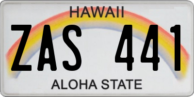 HI license plate ZAS441
