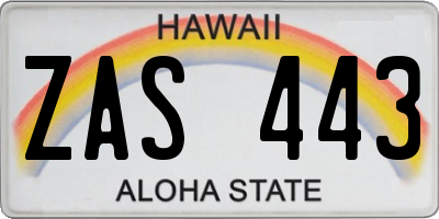 HI license plate ZAS443