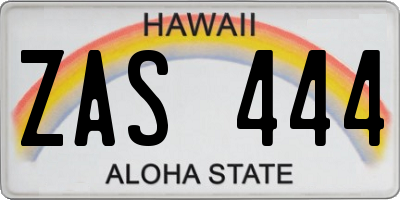 HI license plate ZAS444