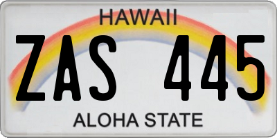 HI license plate ZAS445