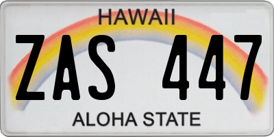 HI license plate ZAS447