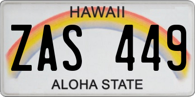 HI license plate ZAS449