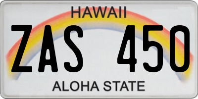 HI license plate ZAS450