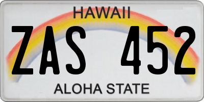 HI license plate ZAS452