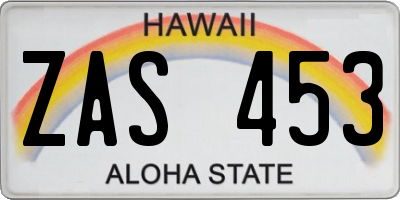 HI license plate ZAS453