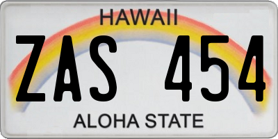 HI license plate ZAS454