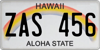 HI license plate ZAS456