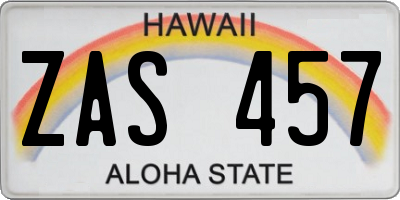 HI license plate ZAS457