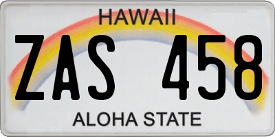HI license plate ZAS458