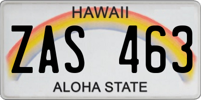 HI license plate ZAS463