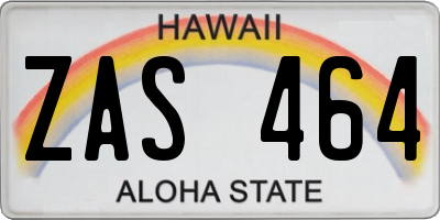 HI license plate ZAS464
