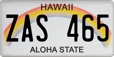 HI license plate ZAS465