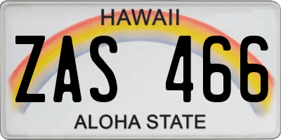 HI license plate ZAS466