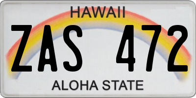 HI license plate ZAS472