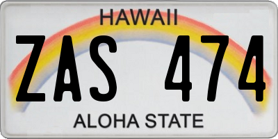 HI license plate ZAS474