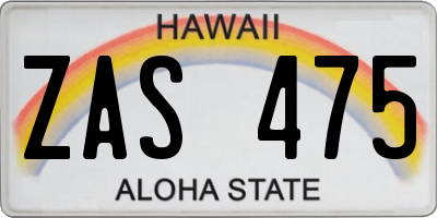 HI license plate ZAS475