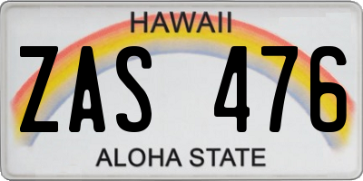 HI license plate ZAS476