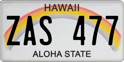 HI license plate ZAS477