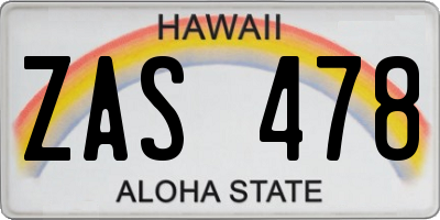 HI license plate ZAS478
