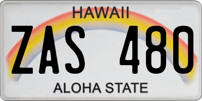 HI license plate ZAS480