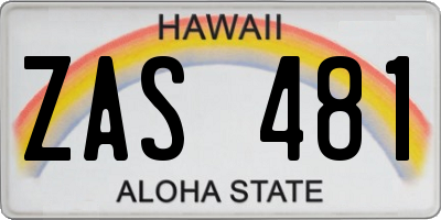 HI license plate ZAS481