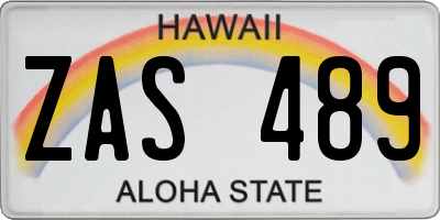 HI license plate ZAS489