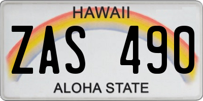 HI license plate ZAS490