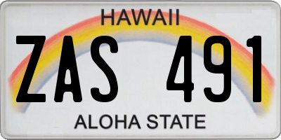 HI license plate ZAS491