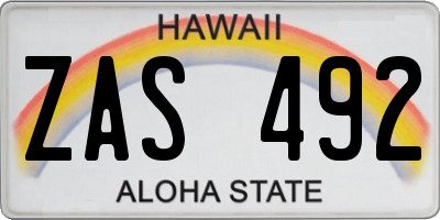 HI license plate ZAS492