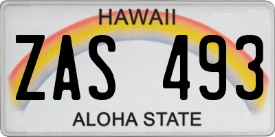 HI license plate ZAS493