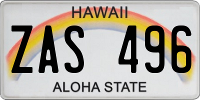 HI license plate ZAS496