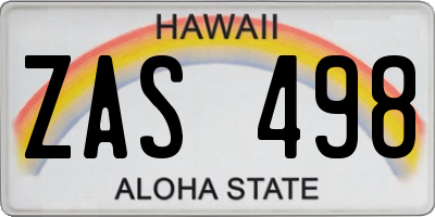 HI license plate ZAS498