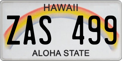HI license plate ZAS499