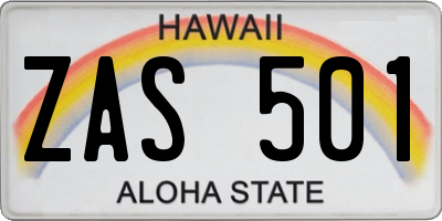 HI license plate ZAS501