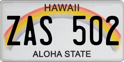 HI license plate ZAS502