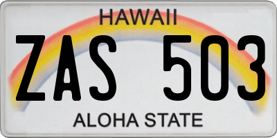 HI license plate ZAS503