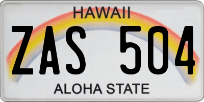 HI license plate ZAS504