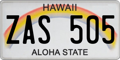 HI license plate ZAS505