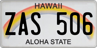 HI license plate ZAS506