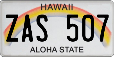 HI license plate ZAS507