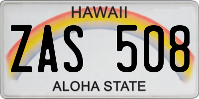 HI license plate ZAS508