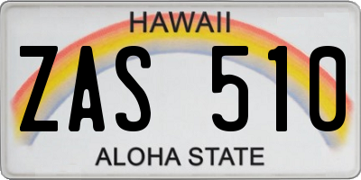 HI license plate ZAS510