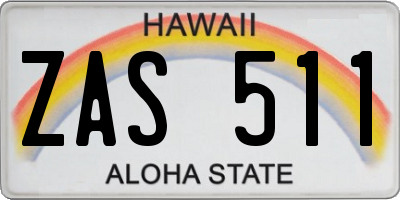 HI license plate ZAS511
