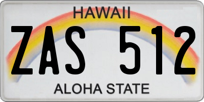 HI license plate ZAS512