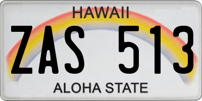 HI license plate ZAS513