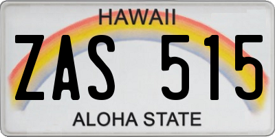 HI license plate ZAS515