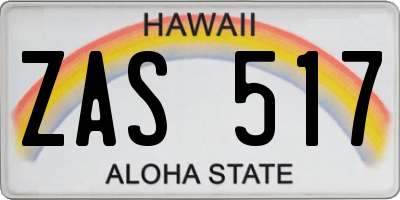 HI license plate ZAS517