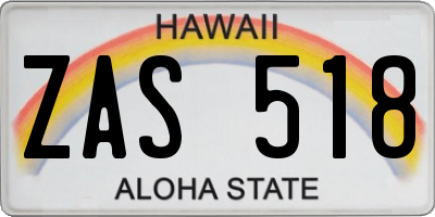 HI license plate ZAS518