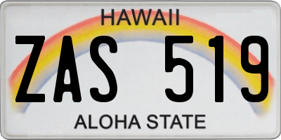HI license plate ZAS519