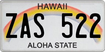 HI license plate ZAS522